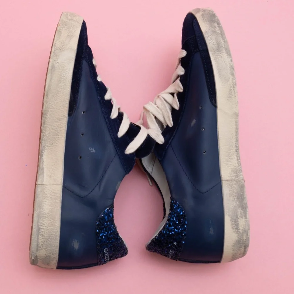 Authentic dark blue Golden Goose Superstars size 37 in excellent condition